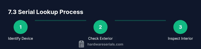 Tailwind infographic showing a 3-step serial lookup process