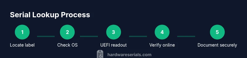 Process diagram showing steps to lookup Surface Pro serial number
