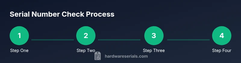 Process infographic showing serial number verification steps