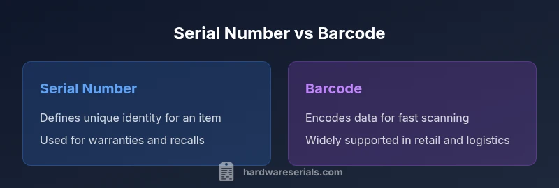 Infographic comparing serial numbers and barcodes