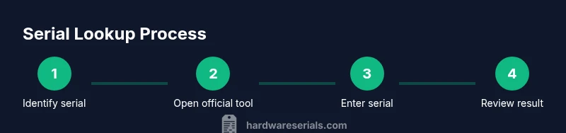 Process diagram showing steps to look up Apple serial numbers