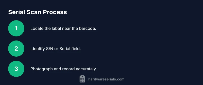 Process diagram showing how to locate and verify Fitbit serial on box