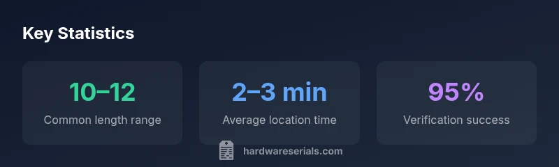 Infographic showing typical iPhone serial length ranges, time to locate, and verification success