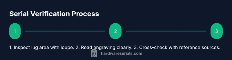 Infographic showing steps to locate and verify Rolex serial numbers