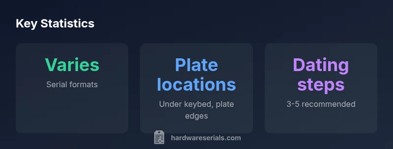Infographic showing Baldwin serial number formats, locations, and dating steps