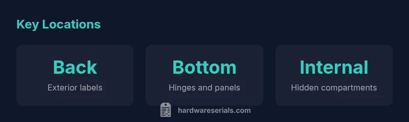 Infographic showing exterior, internal, and embedded serial number locations